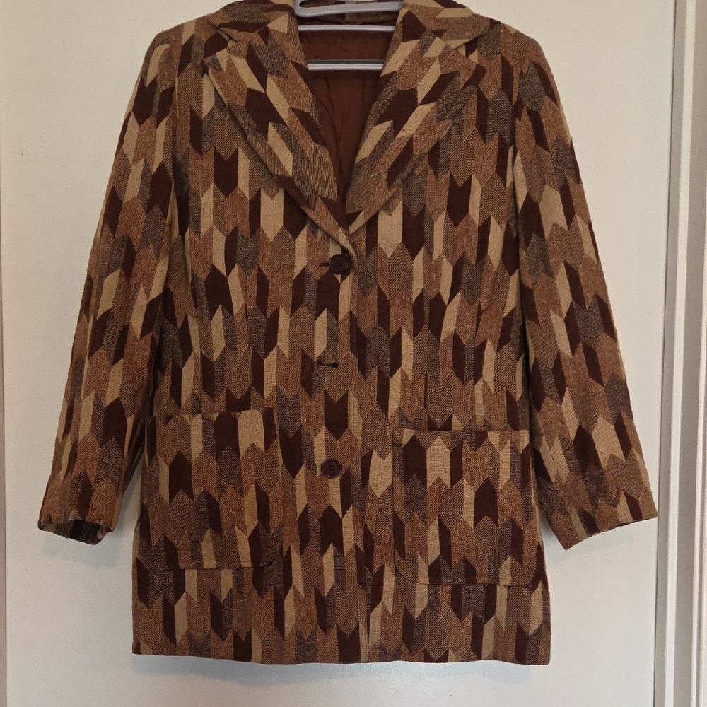 Geometric Patterned Women's Coat